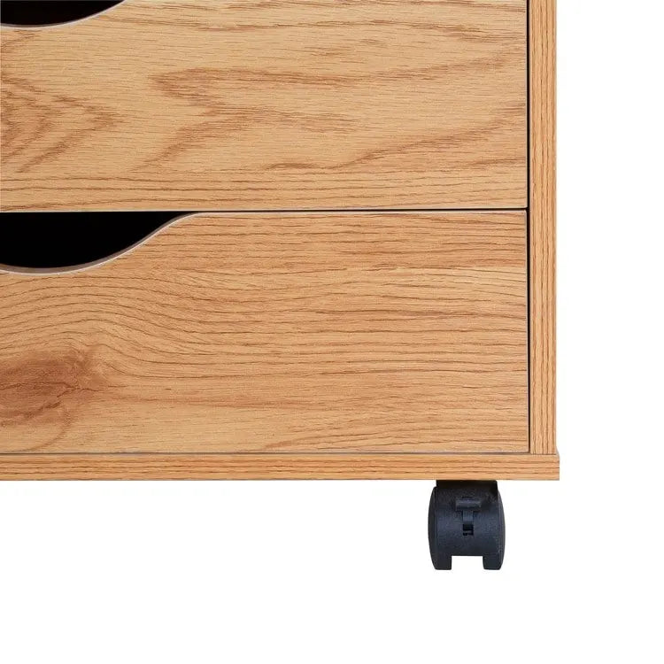 7-Drawer Rolling Wood Storage Cabinet with Casters White Black Grey Natural