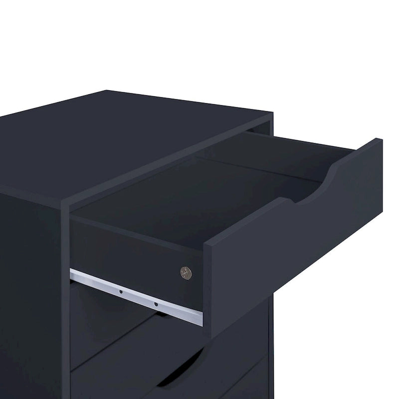 7-Drawer Rolling Wood Storage Cabinet with Casters White Black Grey Natural