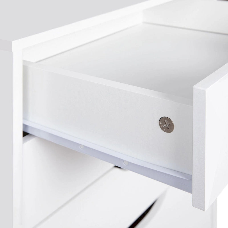 7-Drawer Rolling Wood Storage Cabinet with Casters White Black Grey Natural