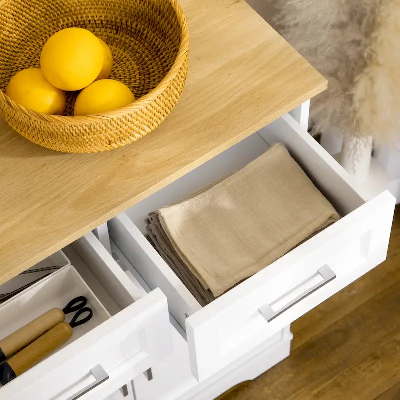 White Crystal Buffet Cabinet with 3 Drawers and Adjustable Shelves