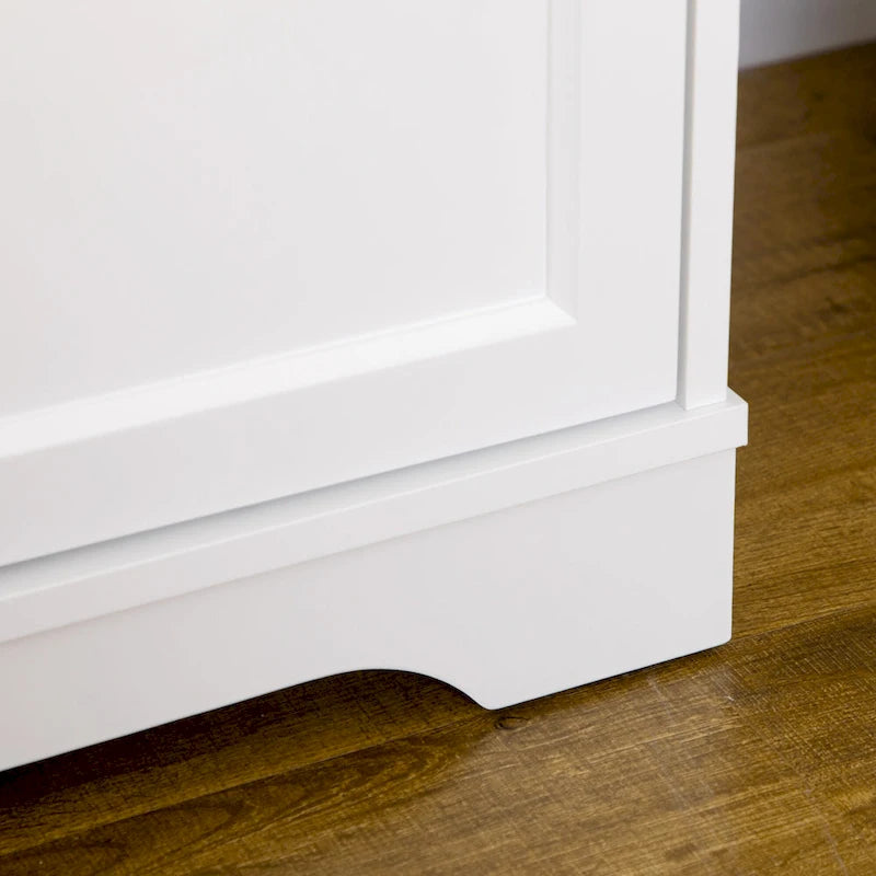 White Crystal Buffet Cabinet with 3 Drawers and Adjustable Shelves