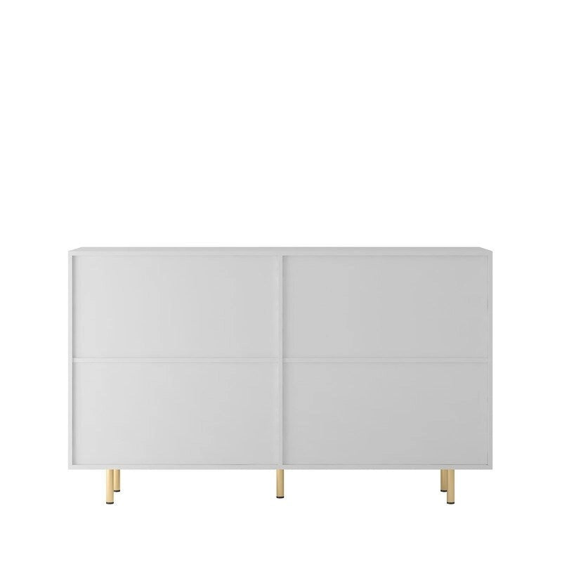 Fluted Panel Sideboard Storage Cabinet with Gold Legs White Black