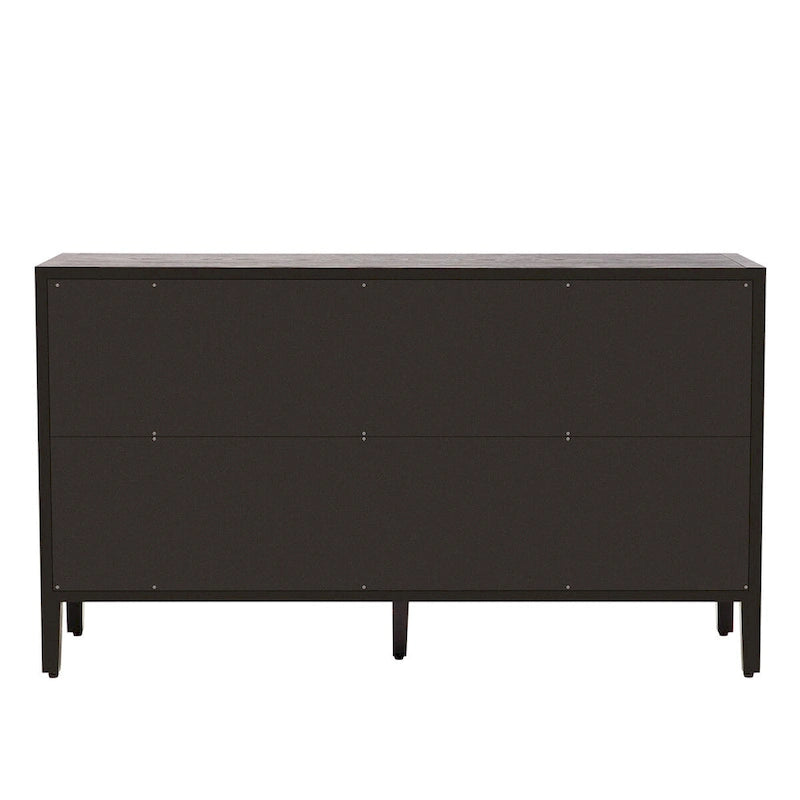 Tempered Glass Door Sideboard Cabinet with Adjustable Shelves and Metal Legs