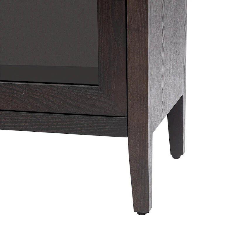 Tempered Glass Door Sideboard Cabinet with Adjustable Shelves and Metal Legs