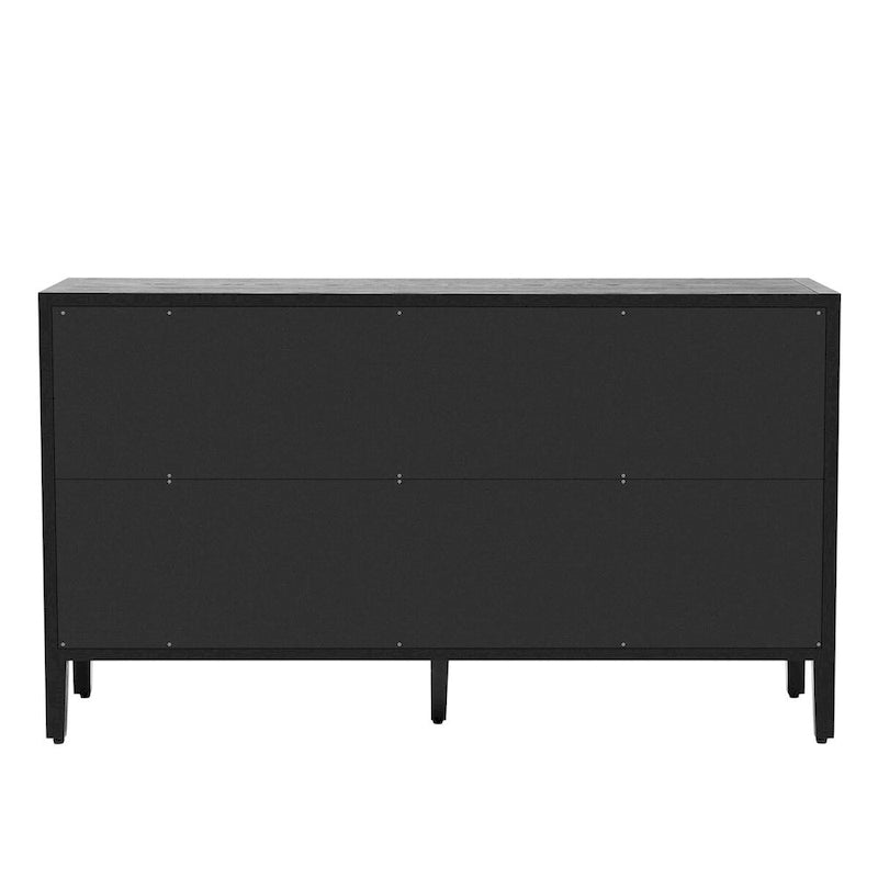 Tempered Glass Door Sideboard Cabinet with Adjustable Shelves and Metal Legs
