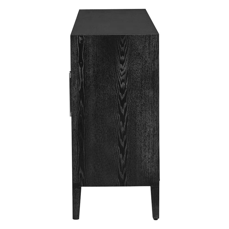 Tempered Glass Door Sideboard Cabinet with Adjustable Shelves and Metal Legs