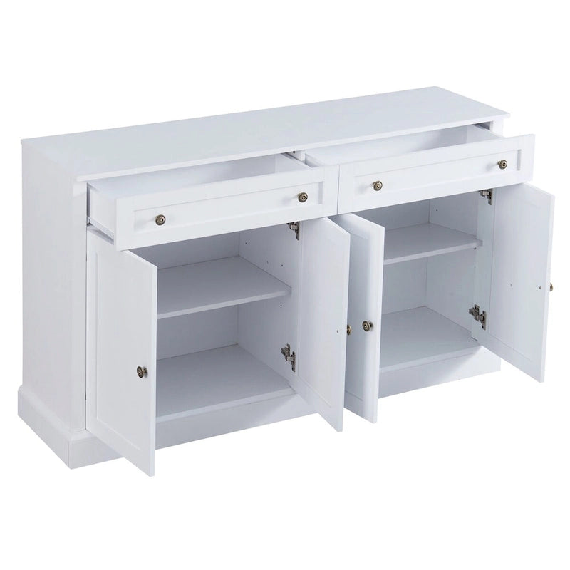 White Sideboard Buffet Cabinet with 4 Doors and 2 Drawers