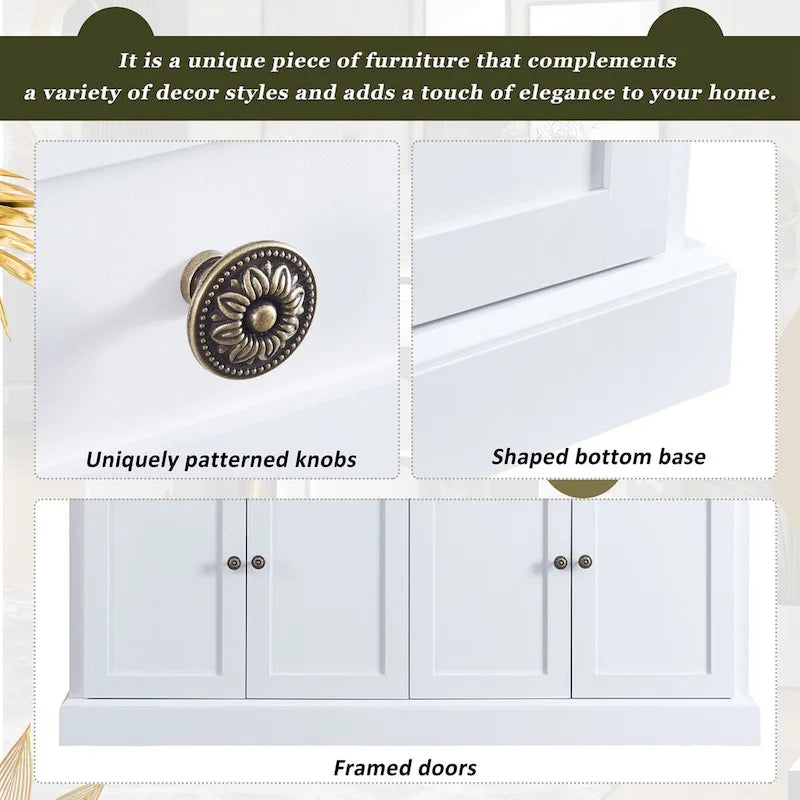 White Sideboard Buffet Cabinet with 4 Doors and 2 Drawers