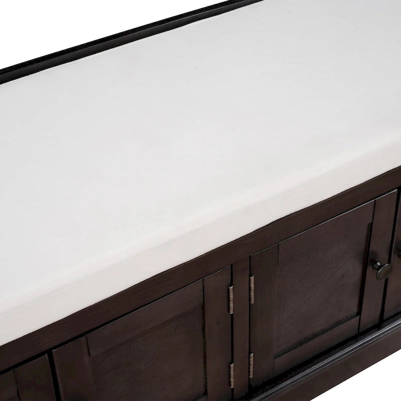 Cushioned Storage Bench with 4 Doors, Espresso & Antique Navy Shoe Bench for Entryway