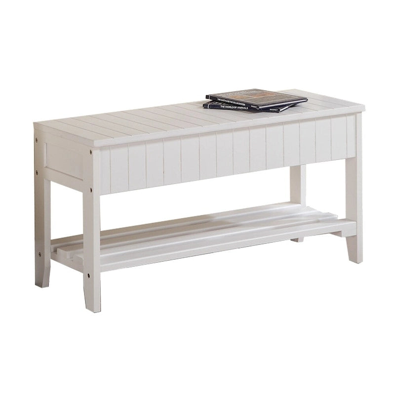Entryway Storage Bench Solid Wood Flip Top Slatted Shelf Cherry