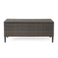 Outdoor Wicker Storage Bench with Lid, Brown Multi & Grey