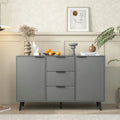 Gray & Natural Wood Sideboard Buffet Cabinet with 3 Drawers and 2 Doors