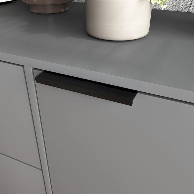 Gray & Natural Wood Sideboard Buffet Cabinet with 3 Drawers and 2 Doors