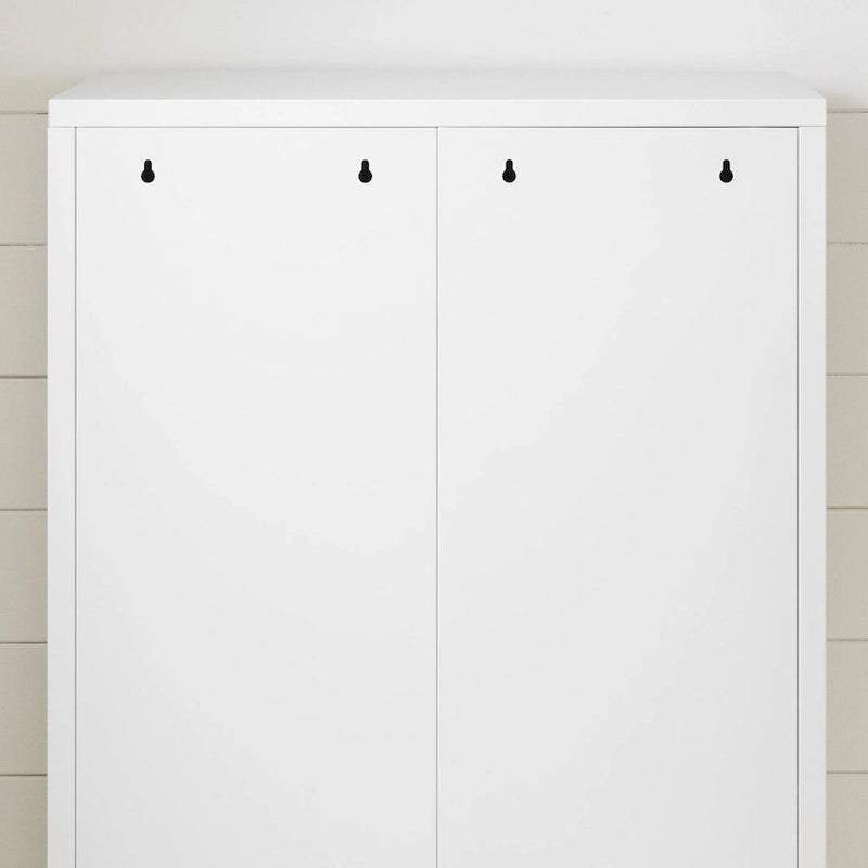 Pure White Two-Door Metal Storage Cabinet with Slim Handles and Adjustable Shelves