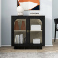 Arched Glass Door Storage Cabinet with Adjustable Shelf and Gold Handles