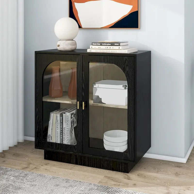 2 Storage Cabinet with Glass Door for Living Room,Dining Room,Study