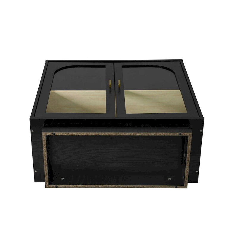 Arched Glass Door Storage Cabinet with Adjustable Shelf and Gold Handles