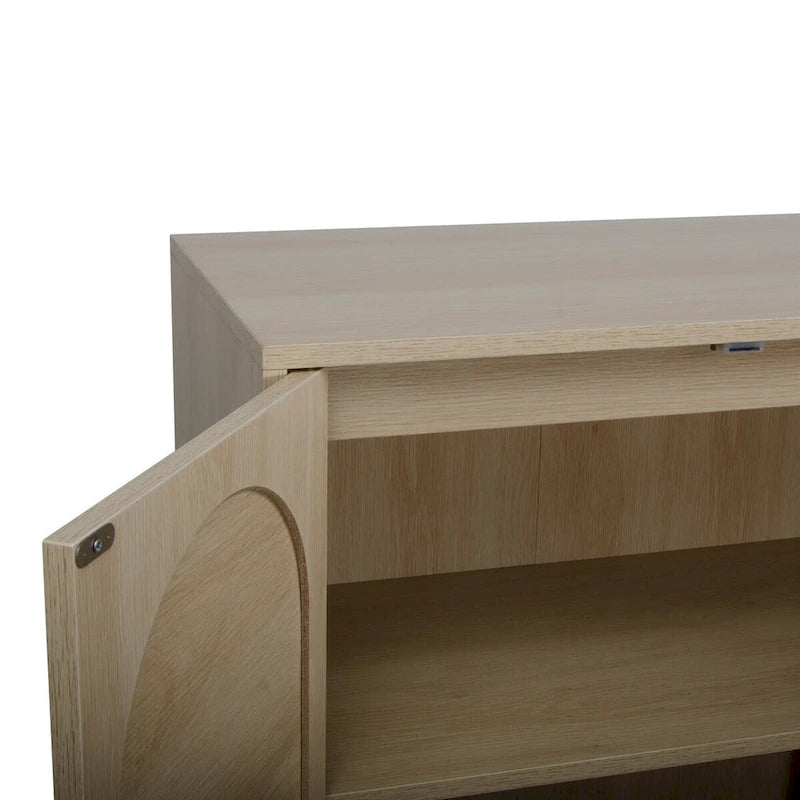 Rattan 2-Door Storage Cabinet with Adjustable Shelf and Metal Frame