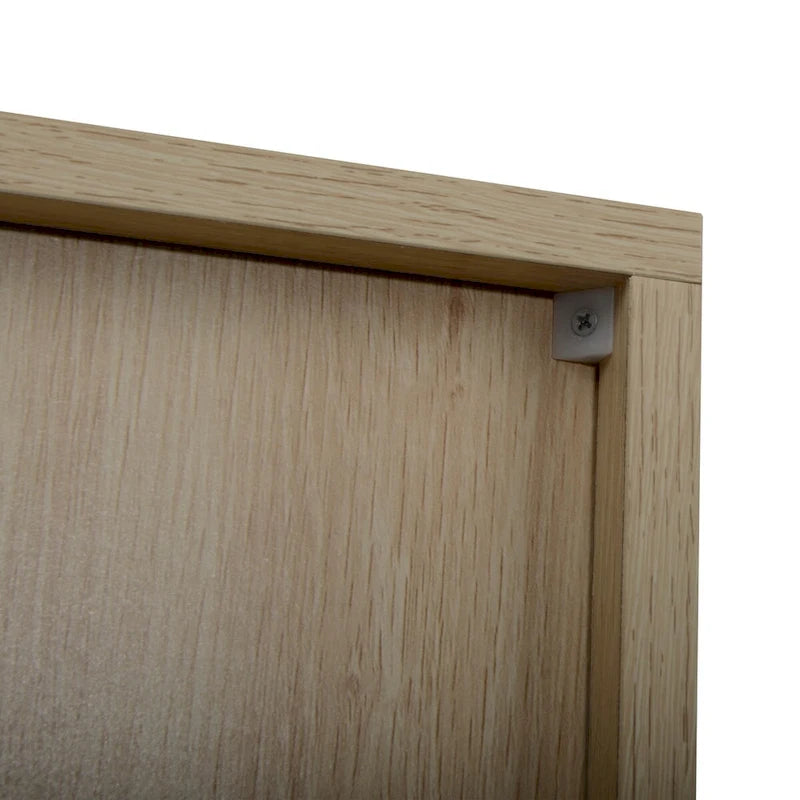 Rattan 2-Door Storage Cabinet with Adjustable Shelf and Metal Frame