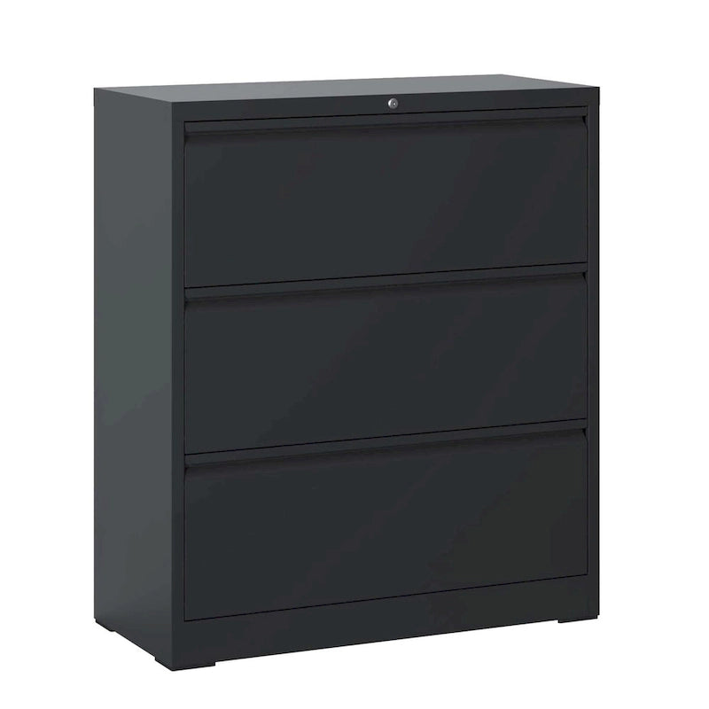 3-Drawer Lockable Metal Filing Cabinet for Home Office Black White