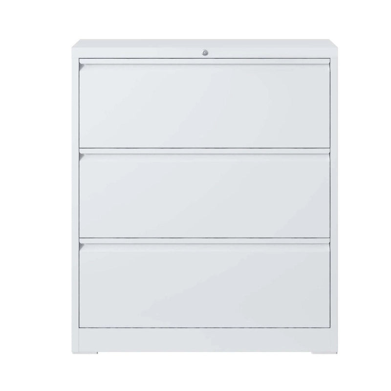 3-Drawer Lockable Metal Filing Cabinet for Home Office Black White