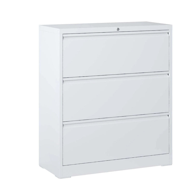 3-Drawer Lockable Metal Filing Cabinet for Home Office Black White