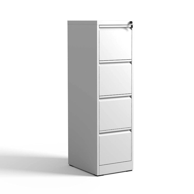 Steel 4-Drawer Vertical File Cabinet with Lock White Black