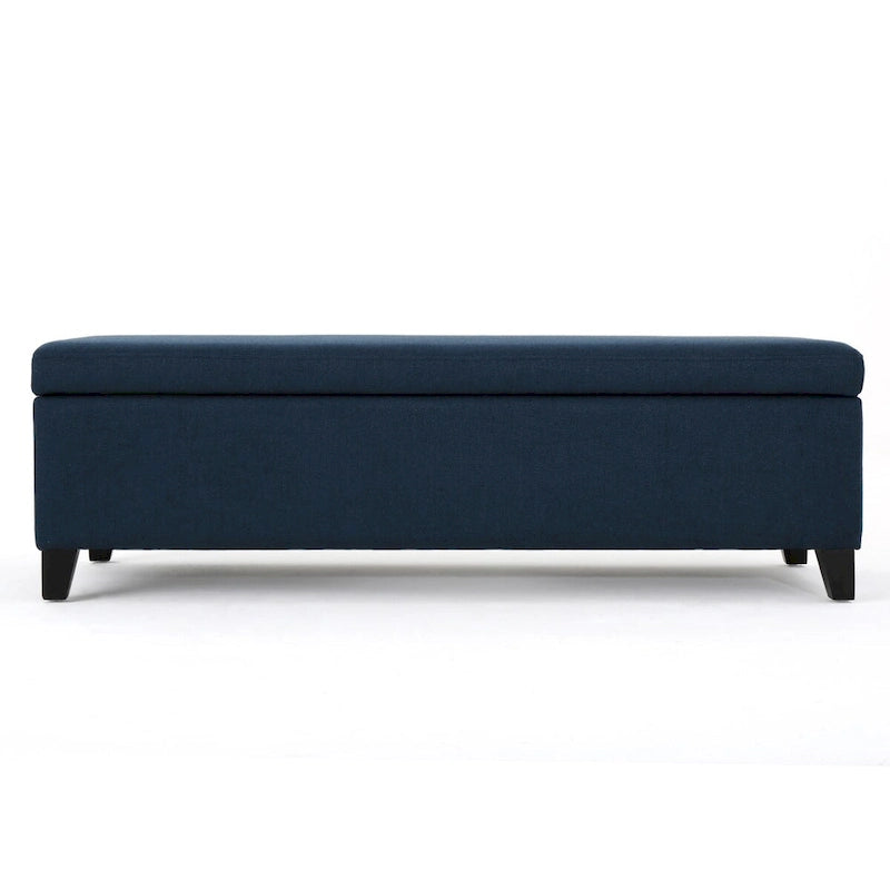 Upholstered Storage Bench with Birch Legs for Bedroom and Entryway