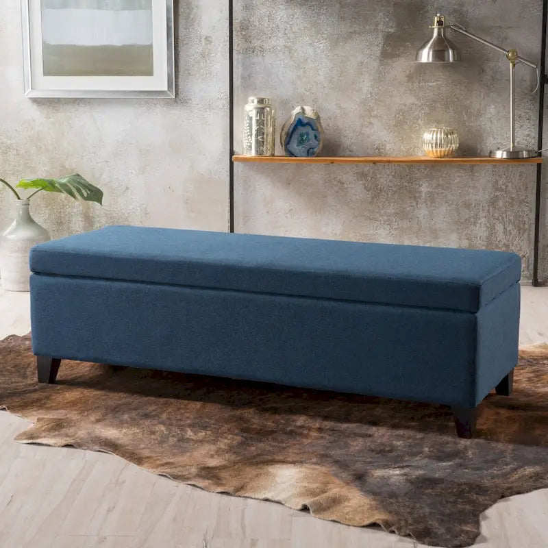 Upholstered Storage Bench with Birch Legs for Bedroom and Entryway