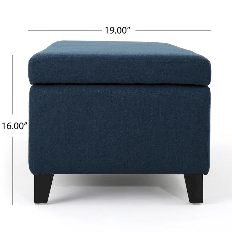 Upholstered Storage Bench with Birch Legs for Bedroom and Entryway