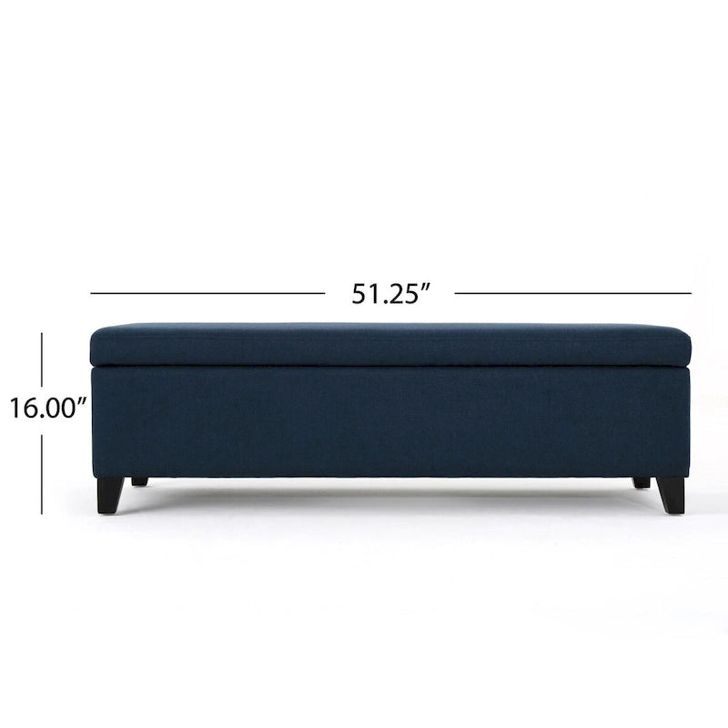 Upholstered Storage Bench with Birch Legs for Bedroom and Entryway