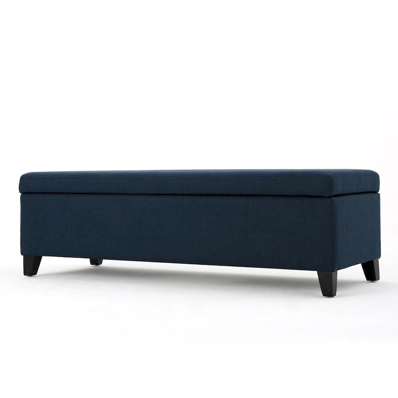 Upholstered Storage Bench with Birch Legs for Bedroom and Entryway