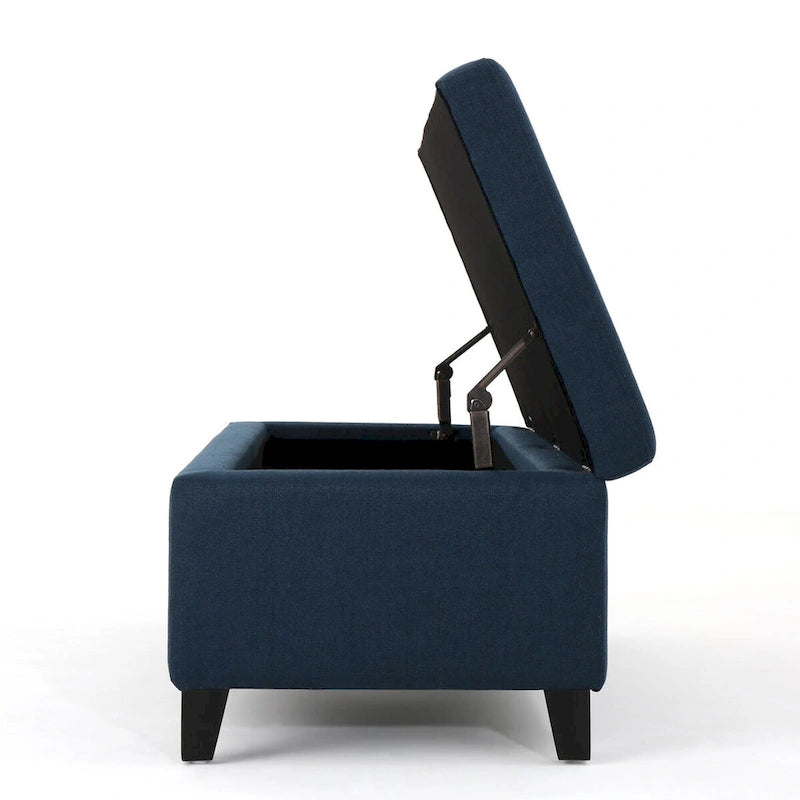 Upholstered Storage Bench with Birch Legs for Bedroom and Entryway