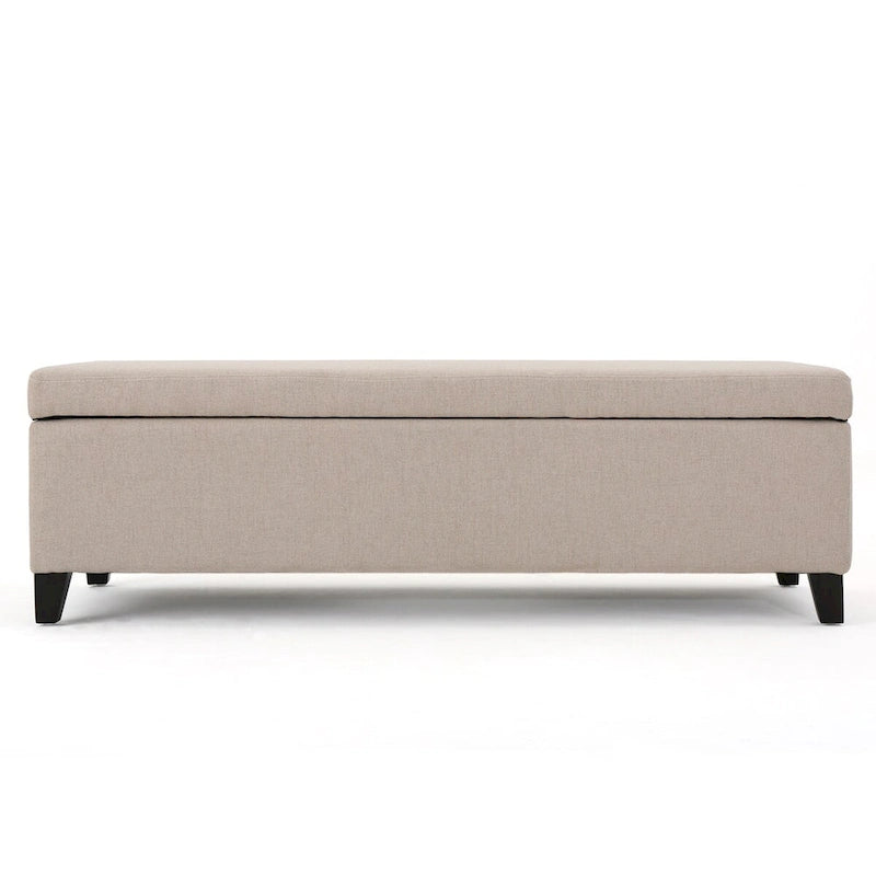 Upholstered Storage Bench with Birch Legs for Bedroom and Entryway