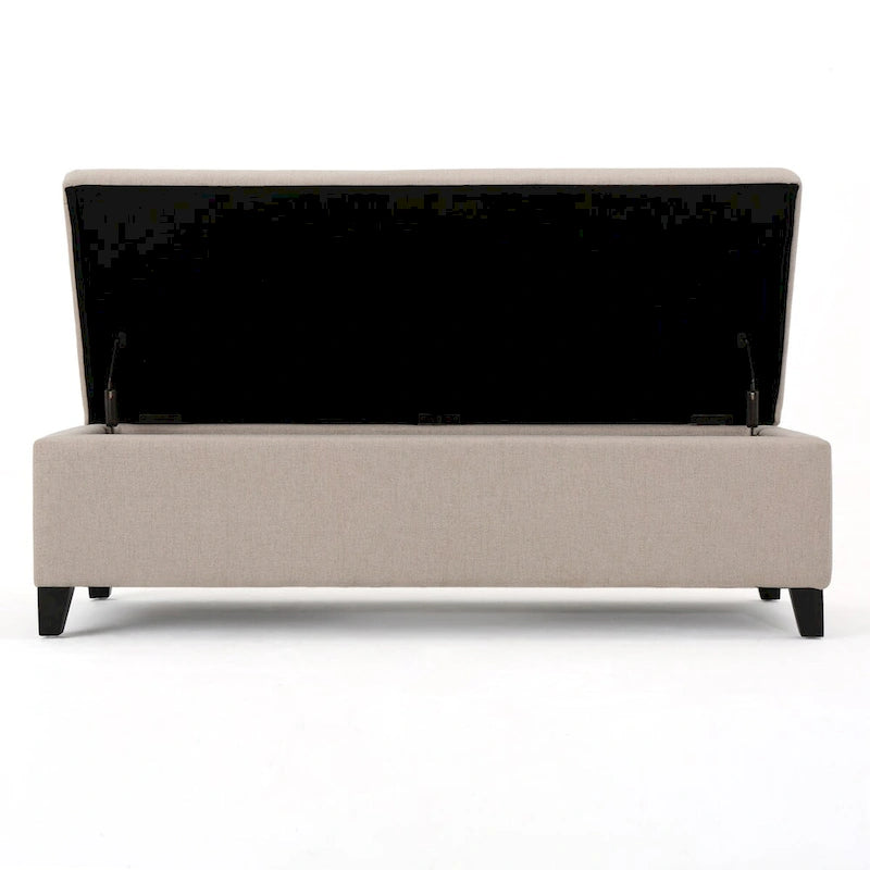 Upholstered Storage Bench with Birch Legs for Bedroom and Entryway