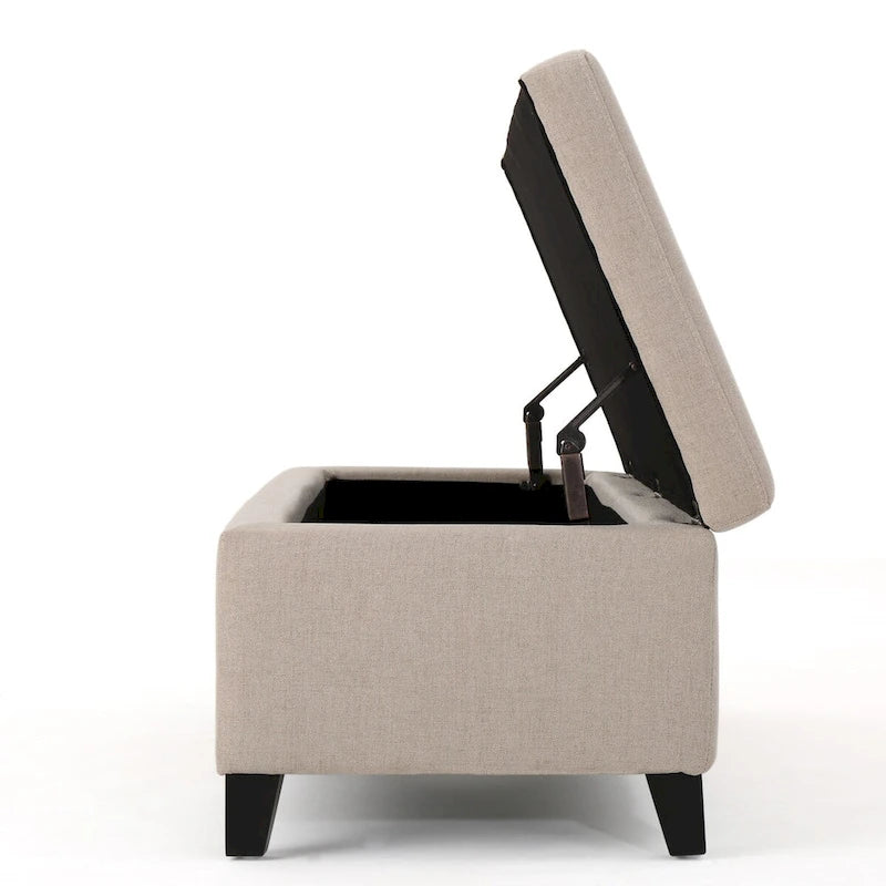 Upholstered Storage Bench with Birch Legs for Bedroom and Entryway