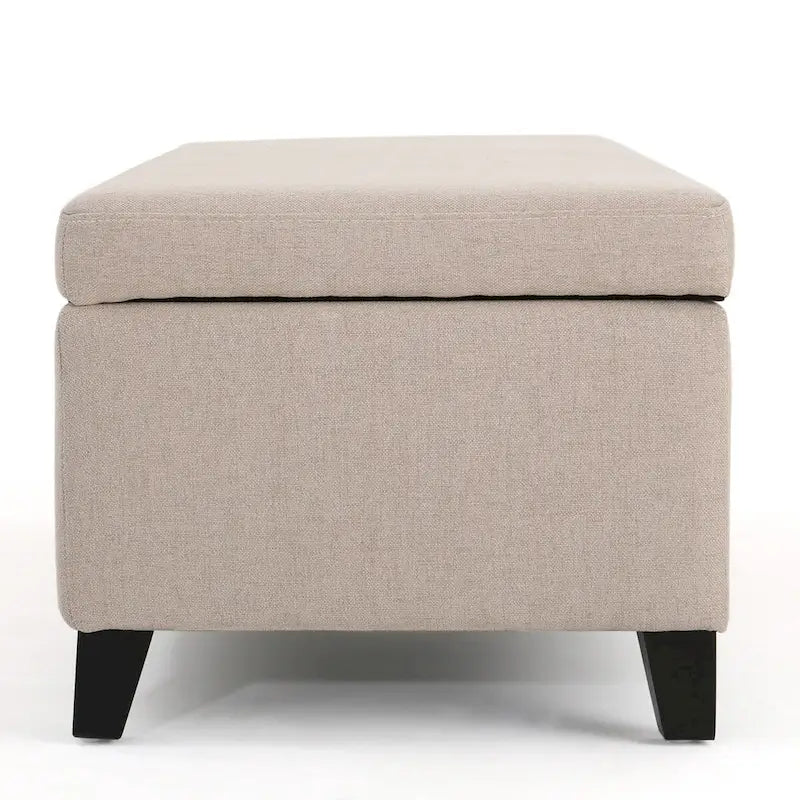 Upholstered Storage Bench with Birch Legs for Bedroom and Entryway