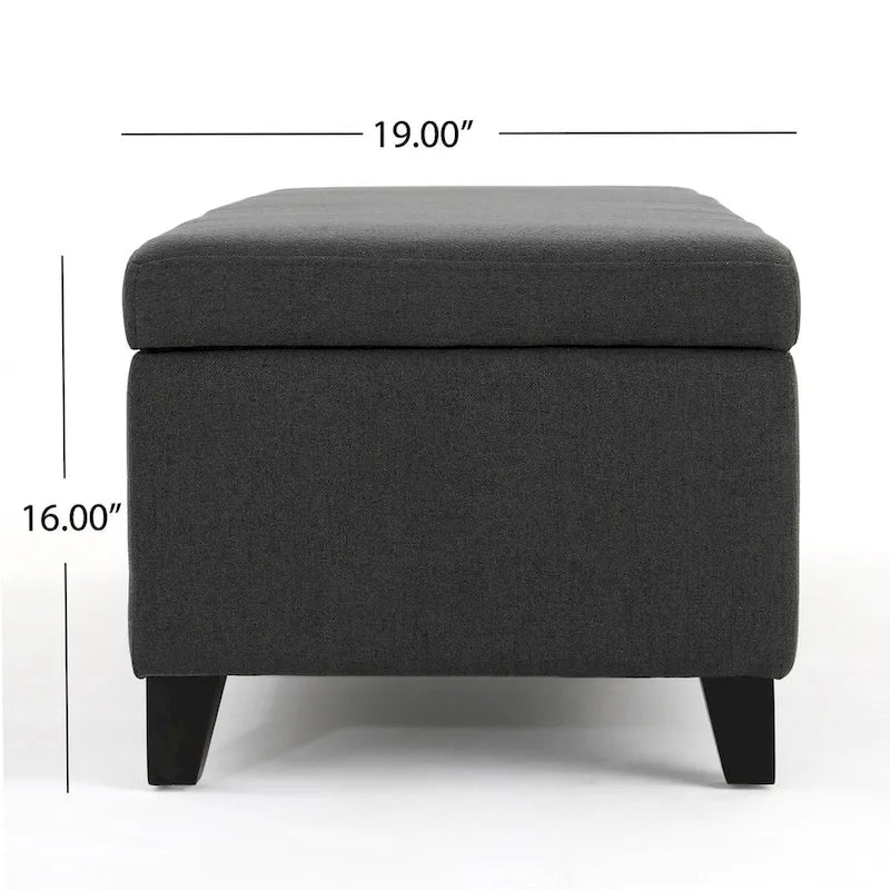 Upholstered Storage Bench with Birch Legs for Bedroom and Entryway