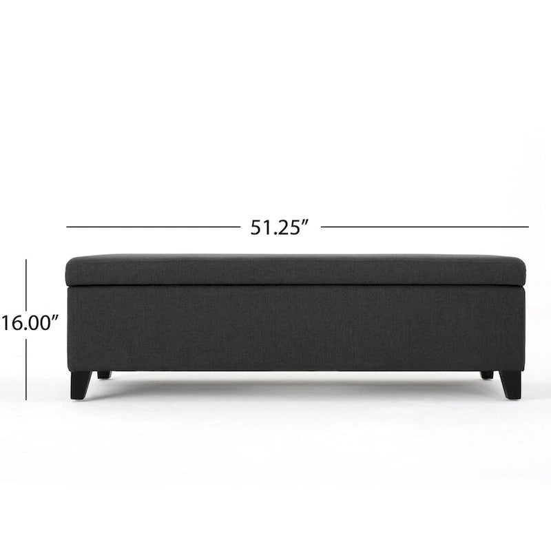 Upholstered Storage Bench with Birch Legs for Bedroom and Entryway