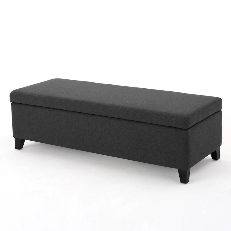 Upholstered Storage Bench with Birch Legs for Bedroom and Entryway