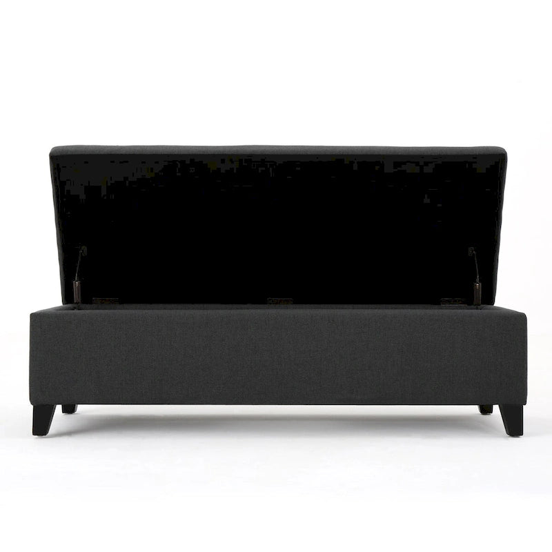 Upholstered Storage Bench with Birch Legs for Bedroom and Entryway