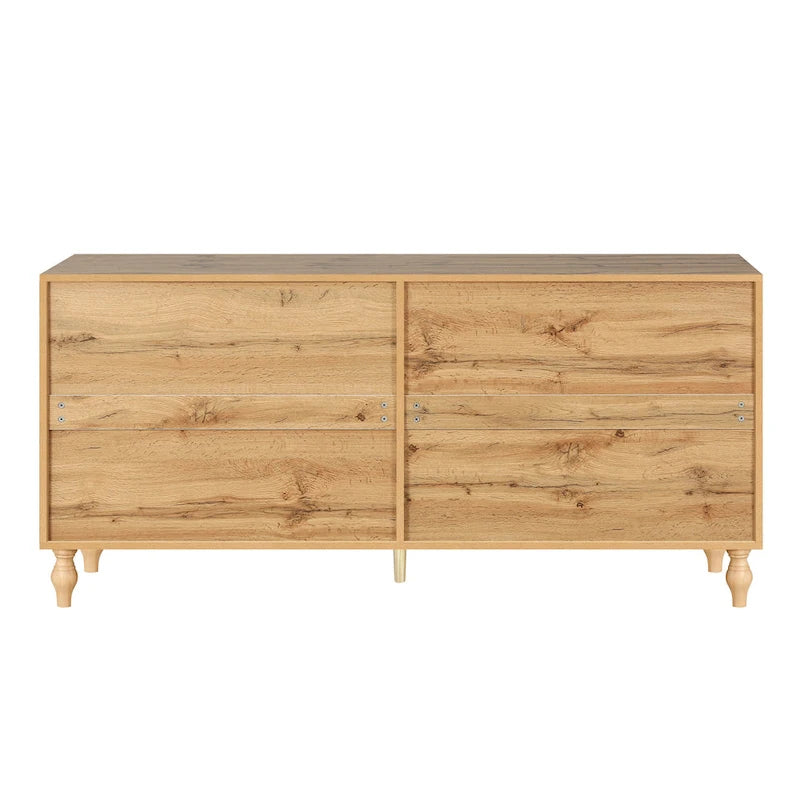 Bohemian Carved Floral Wood Sideboard Storage Cabinet Natural Brown