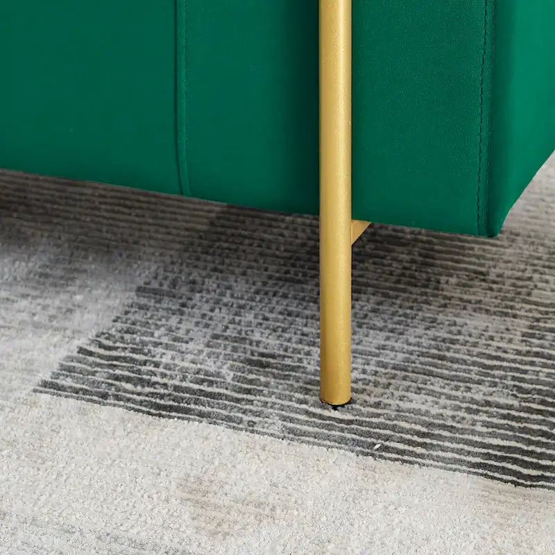 Upholstered Storage Bench White Boucle Cylindrical Arms Gold Iron Legs