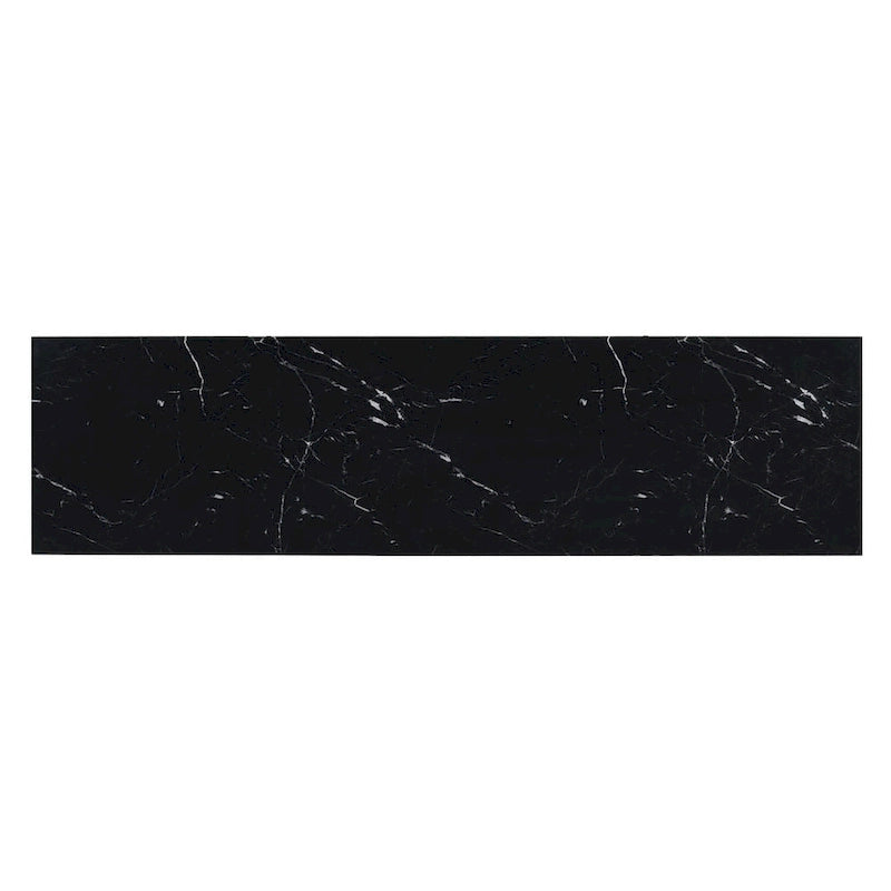 4-Door Faux Marble Top Storage Sideboard with Gold Metal Legs, Black