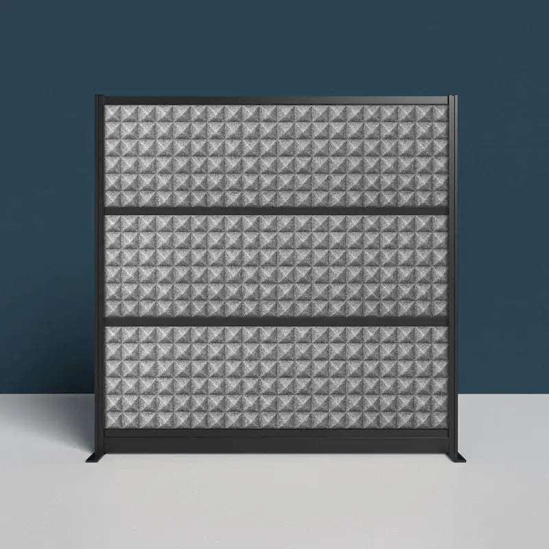 Acoustic Pyramid Panel Room Divider with Aluminum Frame Grey