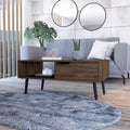 Mid-Century Modern Dark Walnut Coffee Table with Drawer and Open Shelf