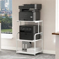 3-Tier Rolling Printer Stand with Adjustable Storage Shelves Metal Frame