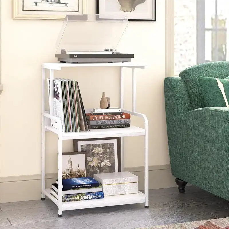3-Tier Rolling Printer Stand with Adjustable Storage Shelves Metal Frame