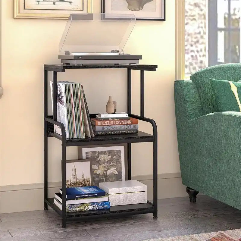 3-Tier Rolling Printer Stand with Adjustable Storage Shelves Metal Frame