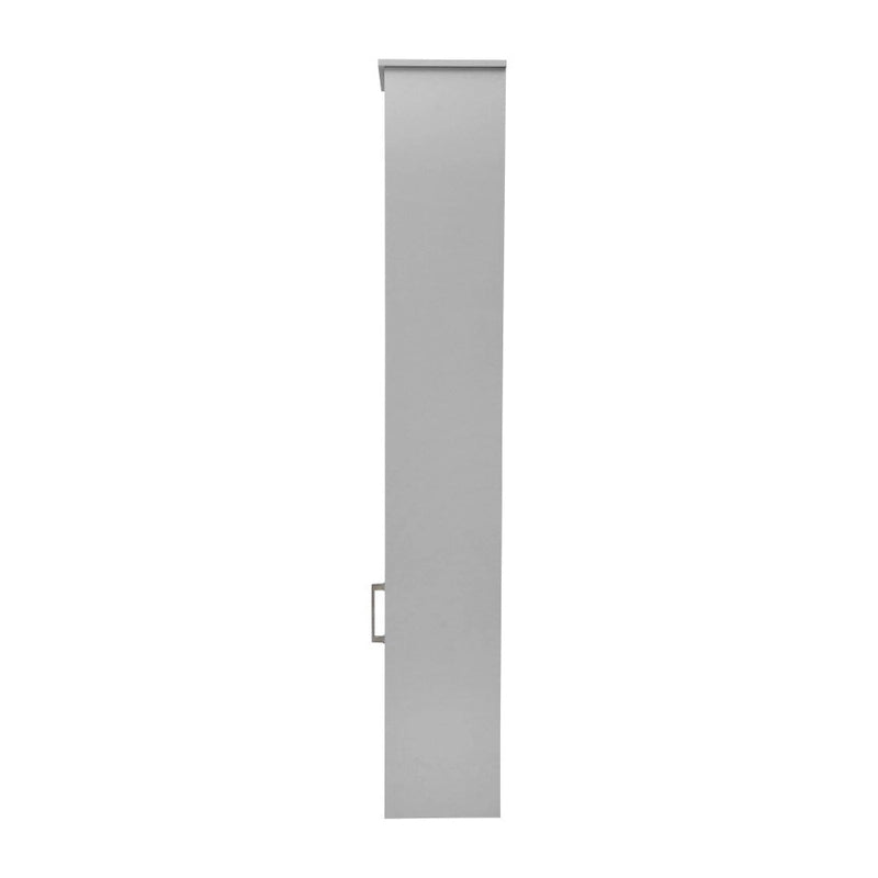 Tall Freestanding Linen Tower Cabinet with Open Shelves and Door, White/Gray